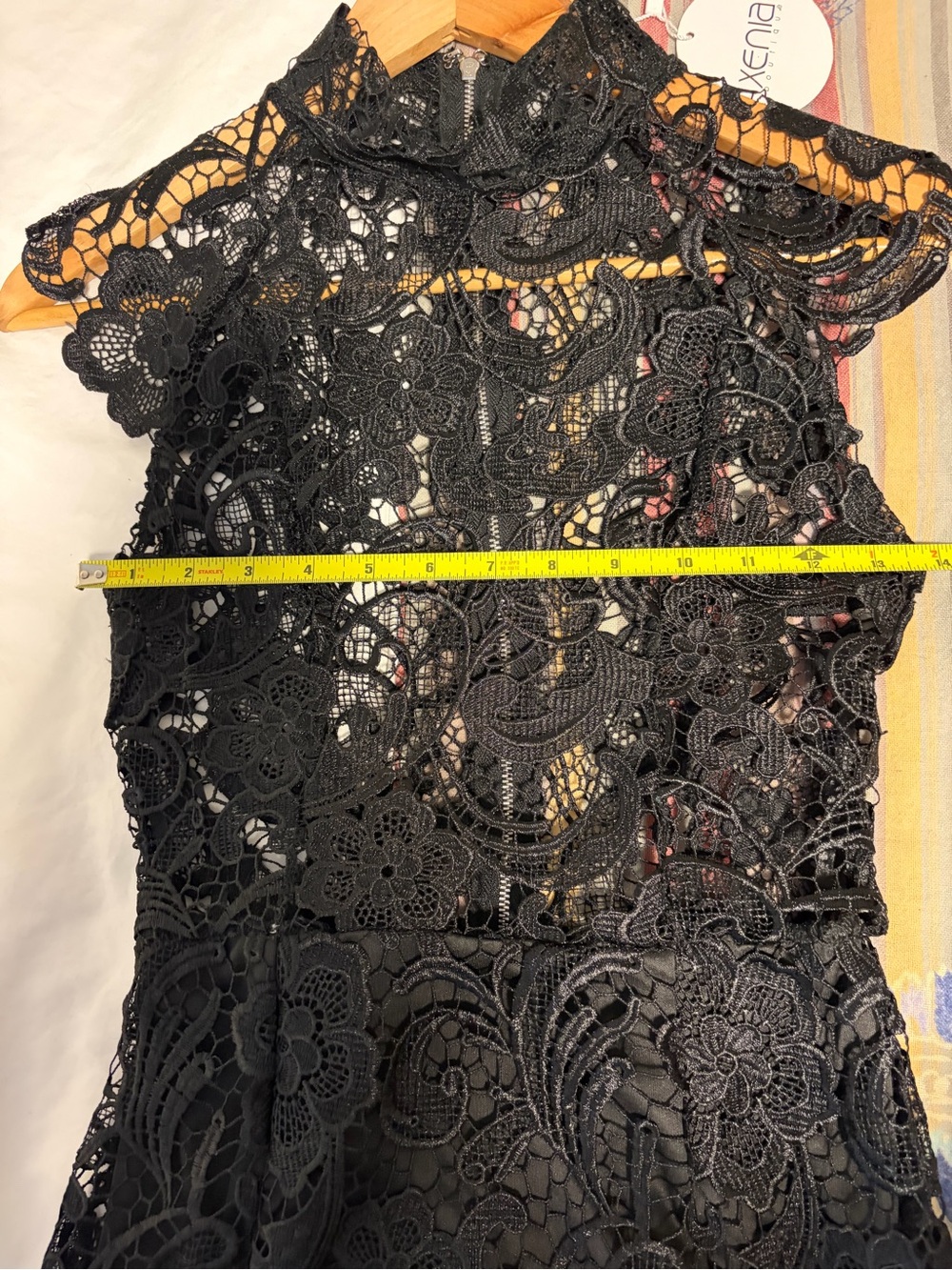 Xenia Boutique Black Lace Midi Dress with High Neck - Picture 9 of 13